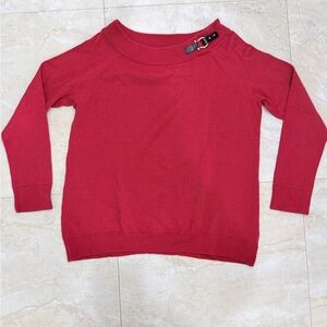Ralph Lauren red cotton long-sleeve sweater equestrian buckle XL valentine